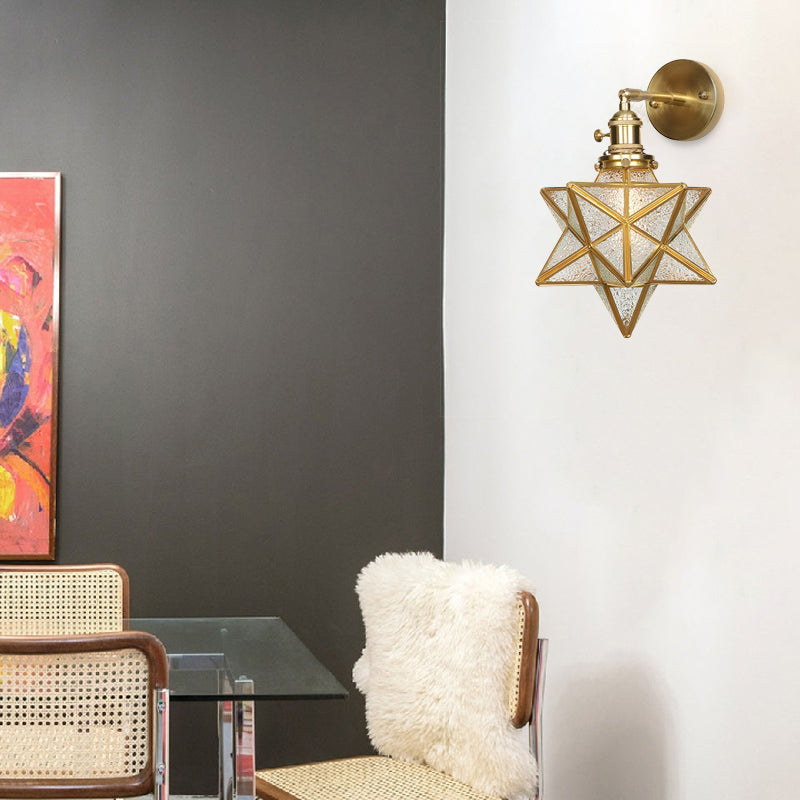 Margaux Geometric Wall Lamp with Prismatic Glass and Brass Finish