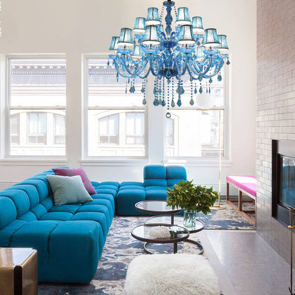 Amélie Blue Crystal Candle Pendant Chandelier Modern 6/18 Light