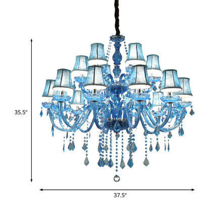 Amélie Blue Crystal Candle Pendant Chandelier Modern 6/18 Light