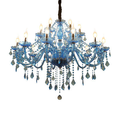 Amélie Blue Crystal Candle Pendant Chandelier Modern 6/18 Light