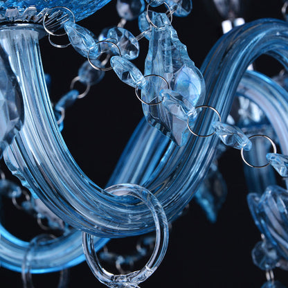 Amélie Blue Crystal Candle Pendant Chandelier Modern 6/18 Light
