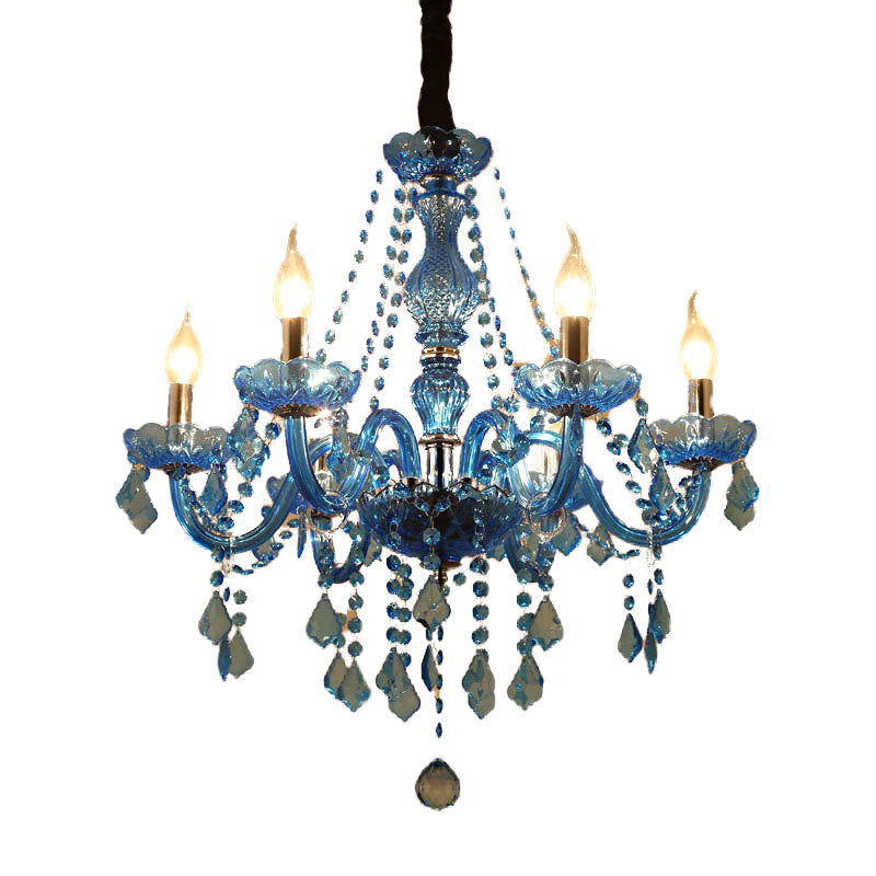 Amélie Blue Crystal Candle Pendant Chandelier Modern 6/18 Light