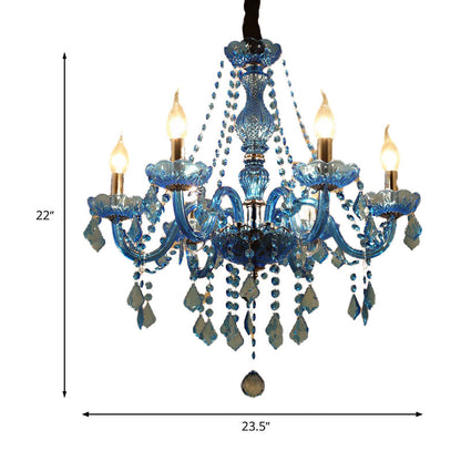 Amélie Blue Crystal Candle Pendant Chandelier Modern 6/18 Light