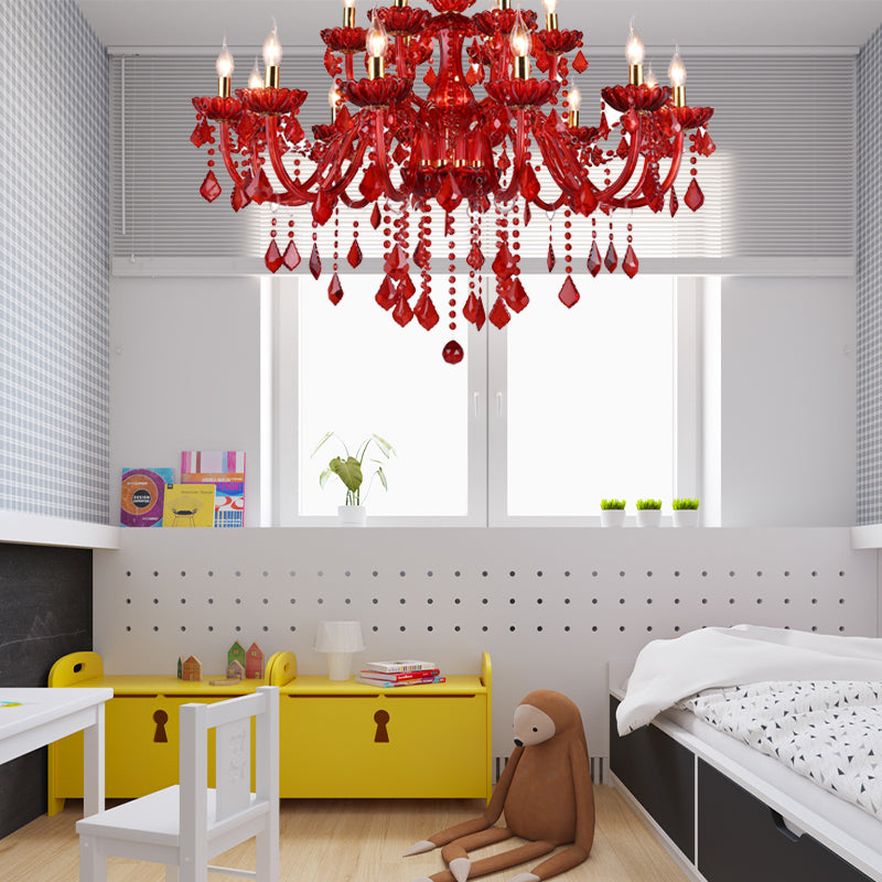 Amélie Modern Red Crystal Candle Chandelier 6/18 Lights