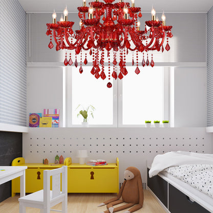 Amélie Modern Red Crystal Candle Chandelier 6/18 Lights