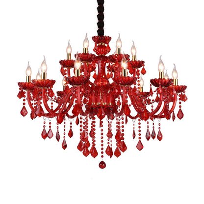 Amélie Modern Red Crystal Candle Chandelier 6/18 Lights