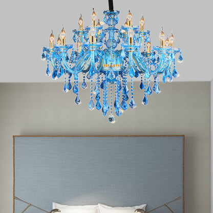 Lustre Chandelier Juliette Moderne Bleu Cristal 8/18 Lumières