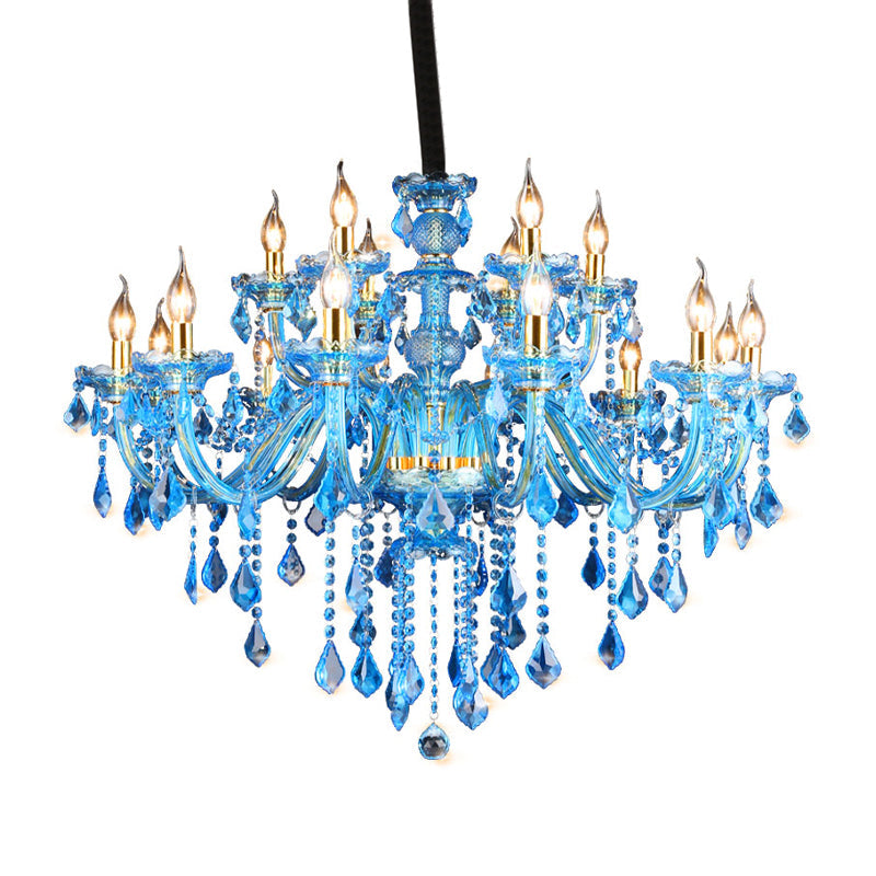 Lustre Chandelier Juliette Moderne Bleu Cristal 8/18 Lumières