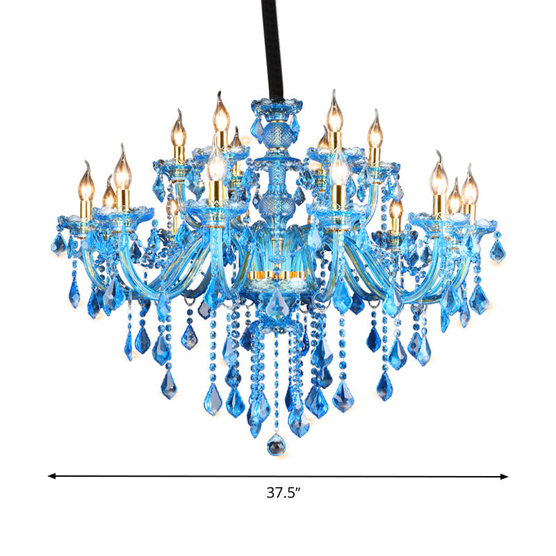 Lustre Chandelier Juliette Moderne Bleu Cristal 8/18 Lumières