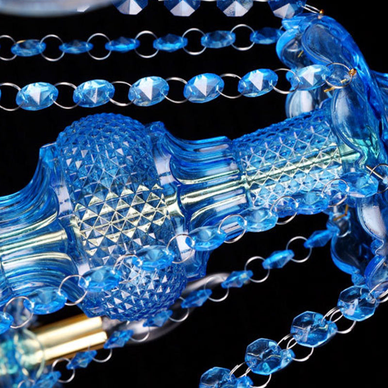 Lustre Chandelier Juliette Moderne Bleu Cristal 8/18 Lumières