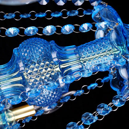 Lustre Chandelier Juliette Moderne Bleu Cristal 8/18 Lumières