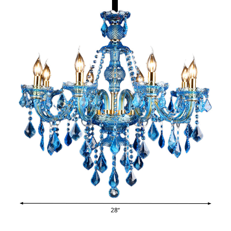 Lustre Chandelier Juliette Moderne Bleu Cristal 8/18 Lumières