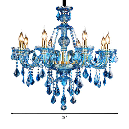 Lustre Chandelier Juliette Moderne Bleu Cristal 8/18 Lumières