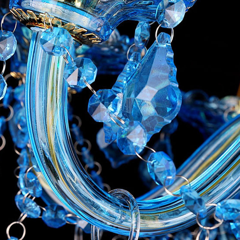 Lustre Chandelier Juliette Moderne Bleu Cristal 8/18 Lumières