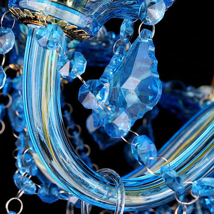 Lustre Chandelier Juliette Moderne Bleu Cristal 8/18 Lumières