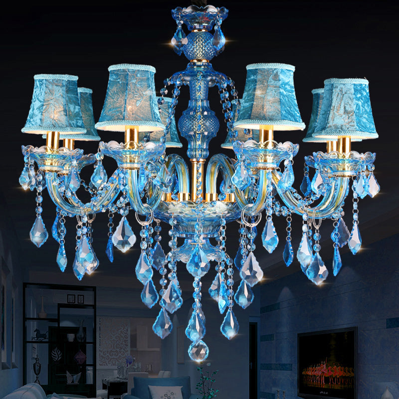 Lustre Chandelier Juliette Moderne Bleu Cristal 8/18 Lumières