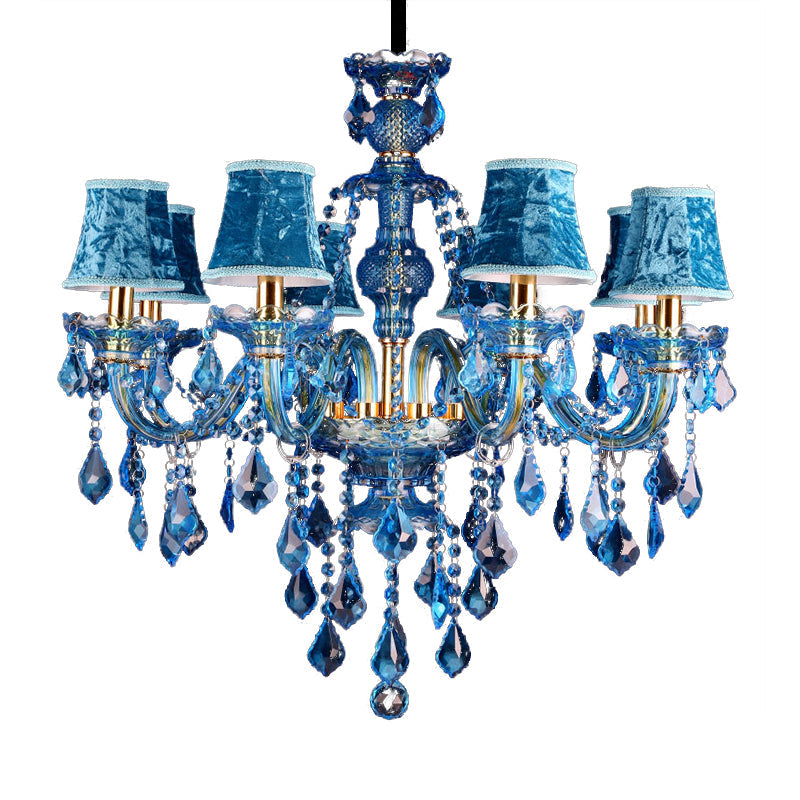 Lustre Chandelier Juliette Moderne Bleu Cristal 8/18 Lumières