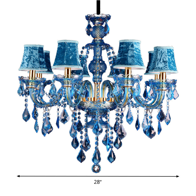 Lustre Chandelier Juliette Moderne Bleu Cristal 8/18 Lumières