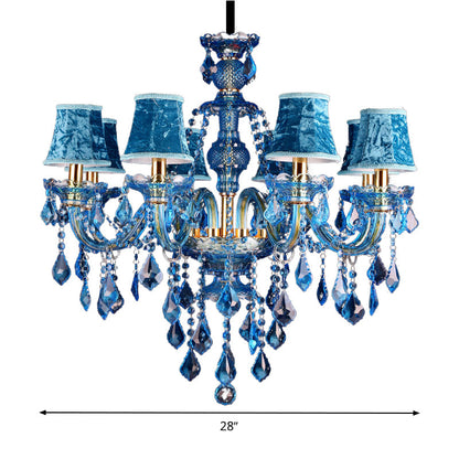 Lustre Chandelier Juliette Moderne Bleu Cristal 8/18 Lumières