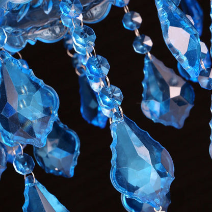 Lustre Chandelier Juliette Moderne Bleu Cristal 8/18 Lumières