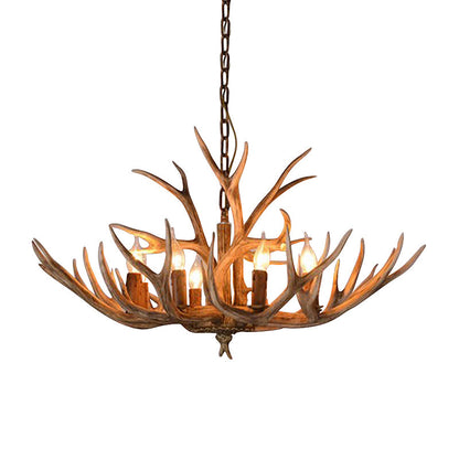 Eléonore Lustre rustique en fausse corne de cerf marron Suspension