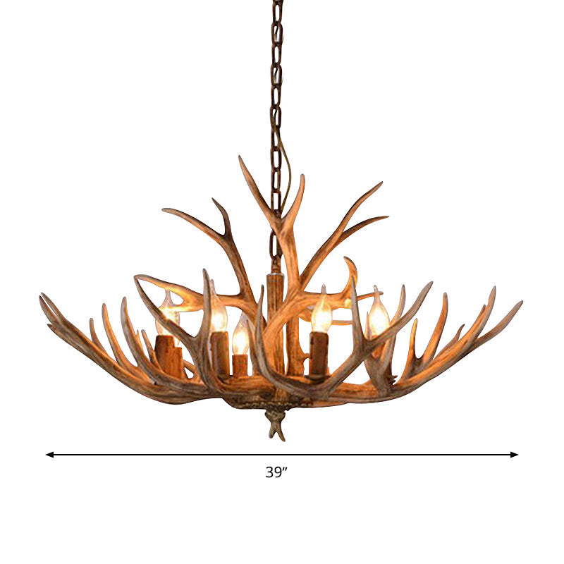 Eléonore Lustre rustique en fausse corne de cerf marron Suspension