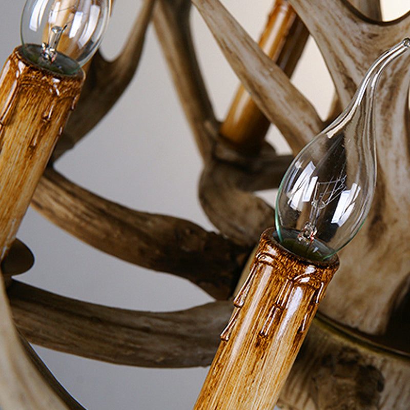 Eléonore Lustre rustique en fausse corne de cerf marron Suspension