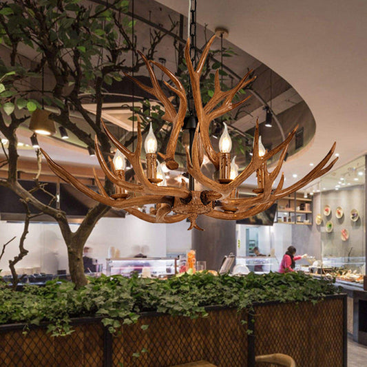 Améliane Brown Faux Antler Lustre rustique Suspension