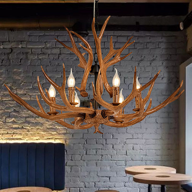 Améliane Brown Faux Antler Lustre rustique Suspension