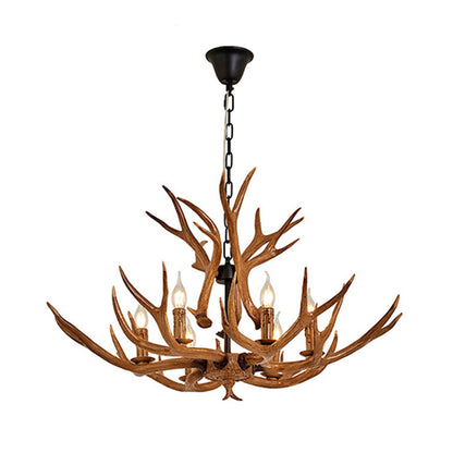 Améliane Brown Faux Antler Lustre rustique Suspension