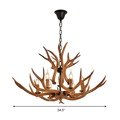 Améliane Brown Faux Antler Lustre rustique Suspension