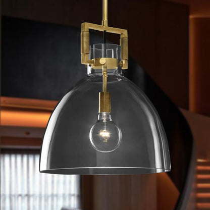 Suspension postmoderne Valérie en laiton et verre
