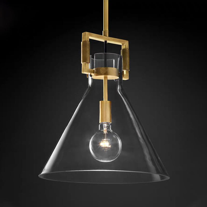 Suspension postmoderne Valérie en laiton et verre