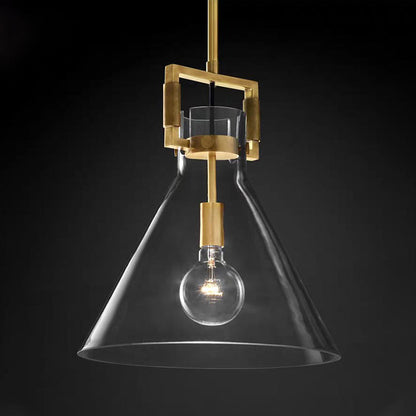 Suspension postmoderne Valérie en laiton et verre