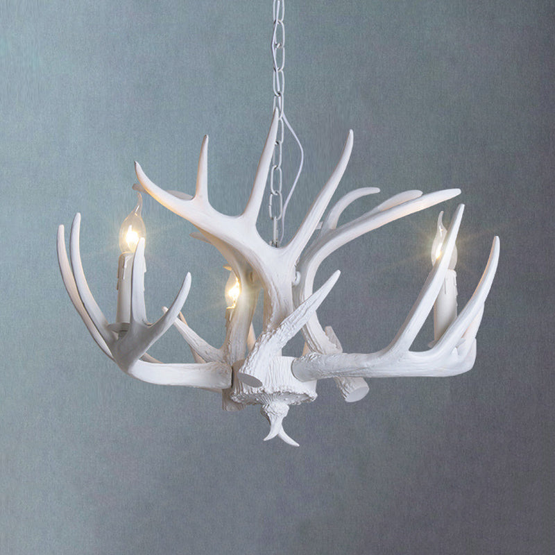 Lustre suspension Ariane blanc en imitation bois de cerf