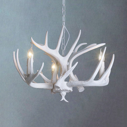 Lustre suspension Ariane blanc en imitation bois de cerf