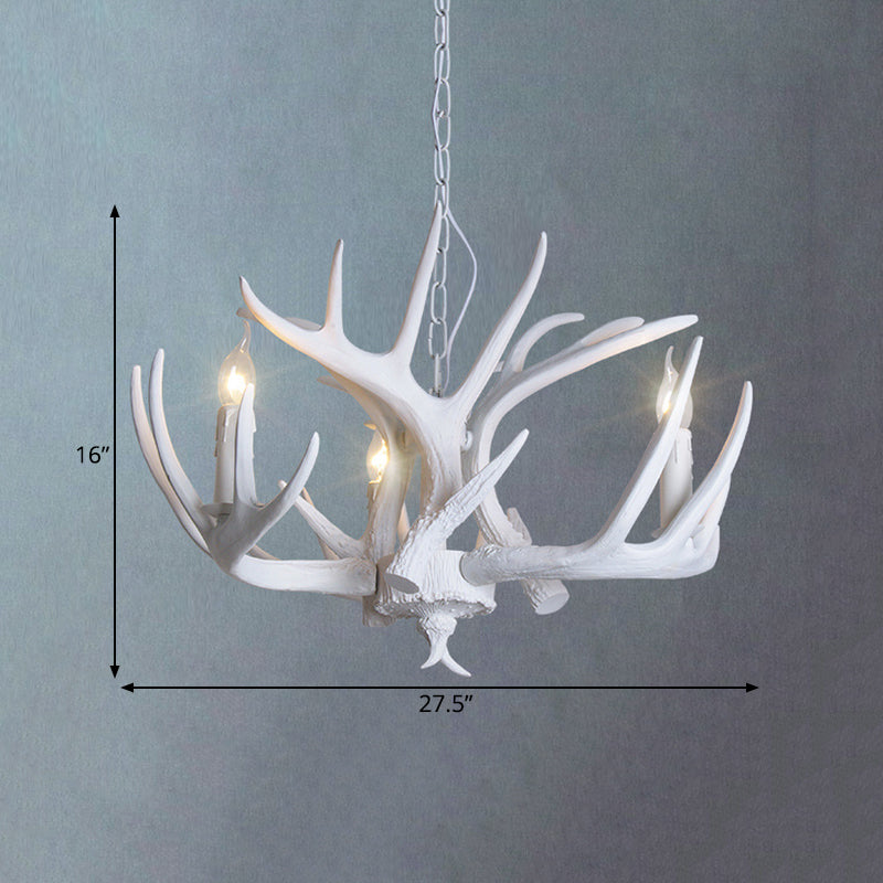 Lustre suspension Ariane blanc en imitation bois de cerf
