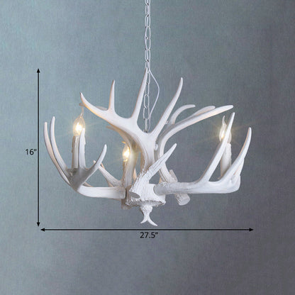 Lustre suspension Ariane blanc en imitation bois de cerf