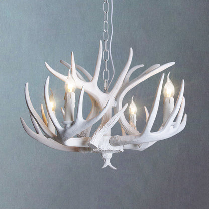 Lustre suspension Ariane blanc en imitation bois de cerf