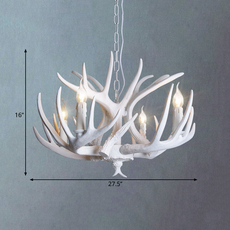 Lustre suspension Ariane blanc en imitation bois de cerf
