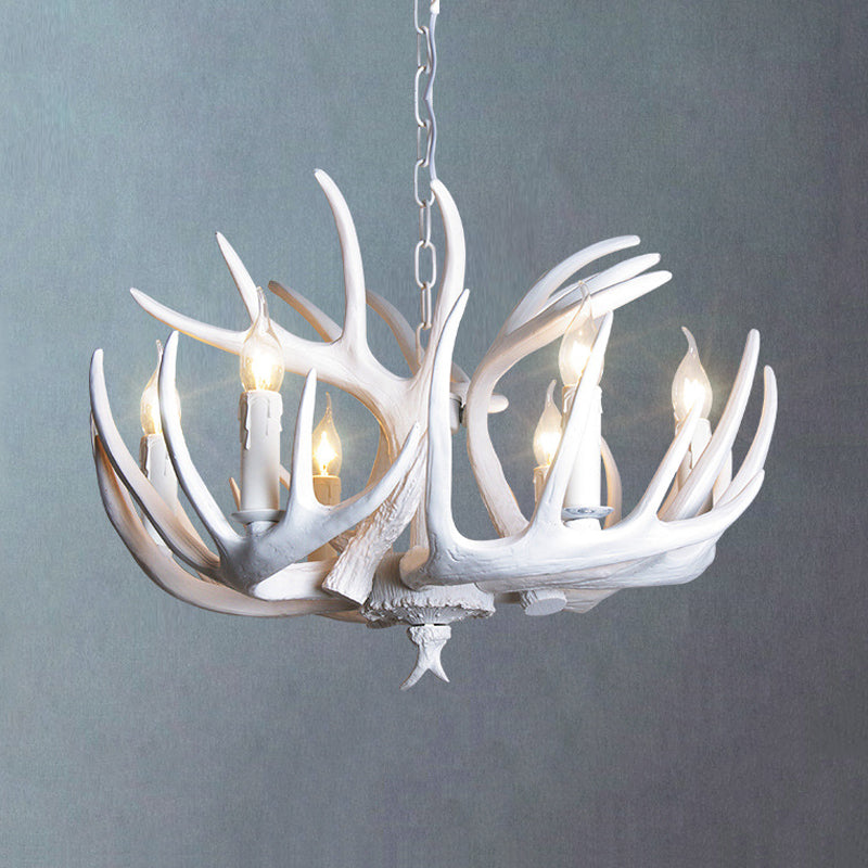 Lustre suspension Ariane blanc en imitation bois de cerf