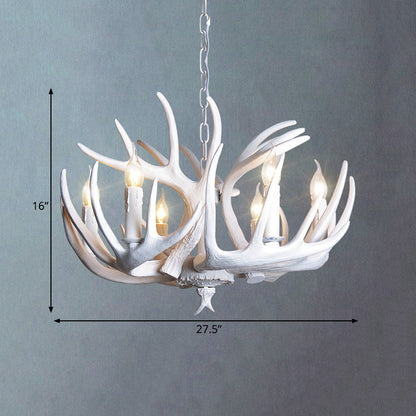 Lustre suspension Ariane blanc en imitation bois de cerf