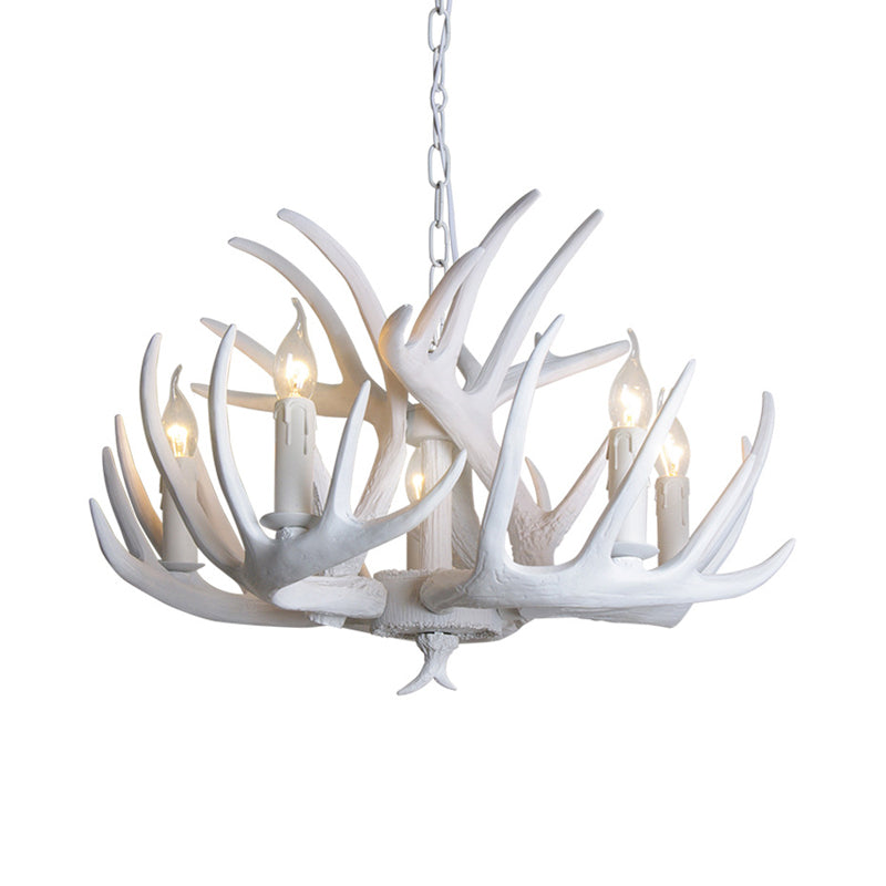 Lustre suspension Ariane blanc en imitation bois de cerf