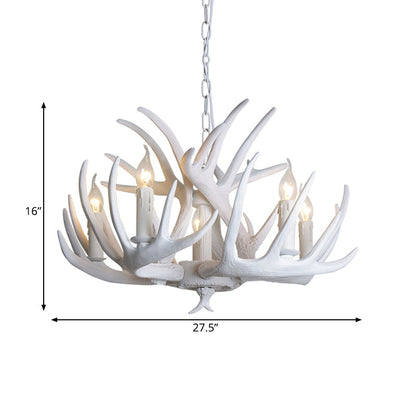 Lustre suspension Ariane blanc en imitation bois de cerf