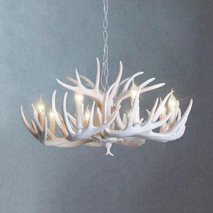 Lustre suspension Ariane blanc en imitation bois de cerf