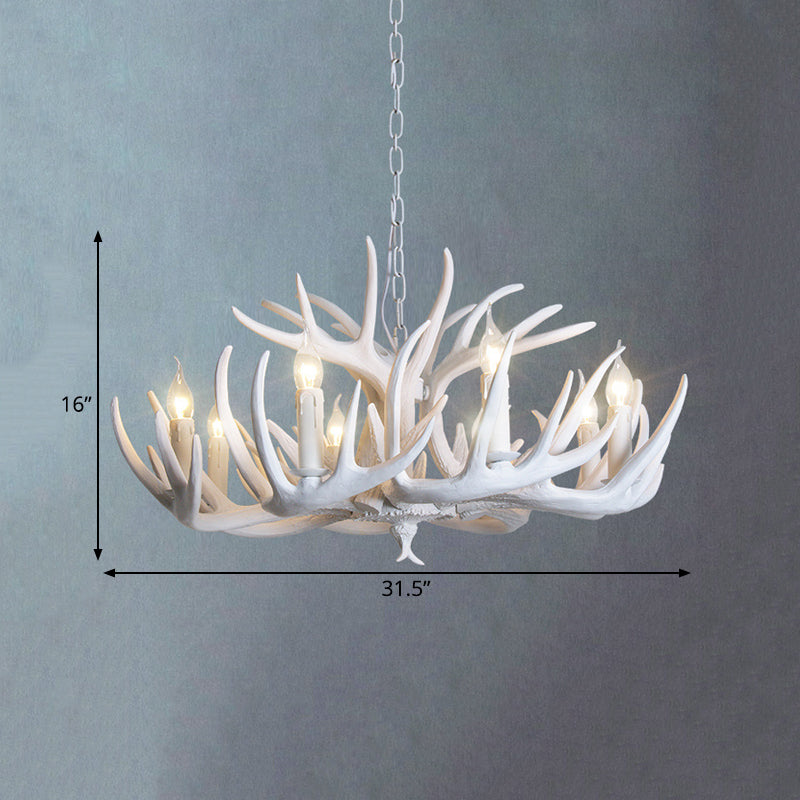 Lustre suspension Ariane blanc en imitation bois de cerf