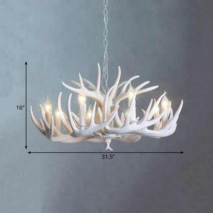 Lustre suspension Ariane blanc en imitation bois de cerf