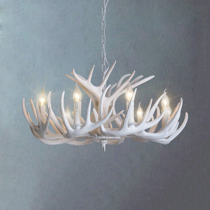 Lustre suspension Ariane blanc en imitation bois de cerf