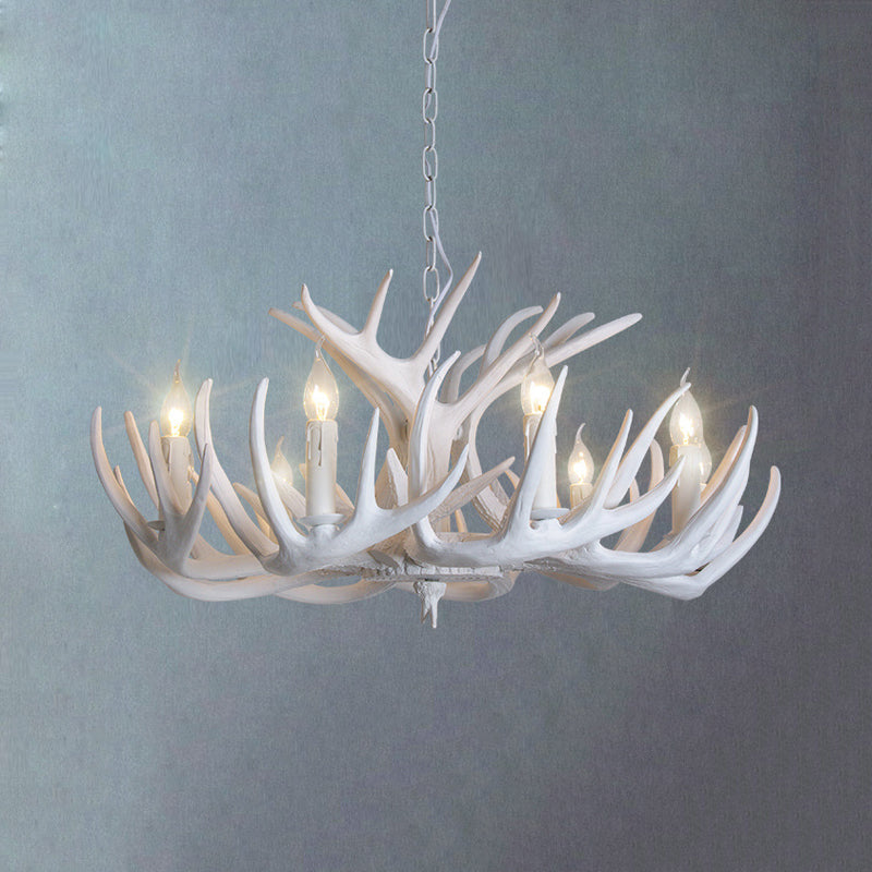 Lustre suspension Ariane blanc en imitation bois de cerf