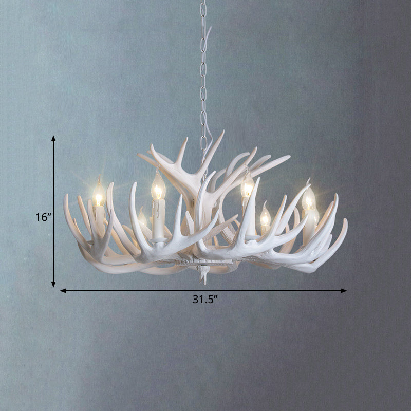 Lustre suspension Ariane blanc en imitation bois de cerf
